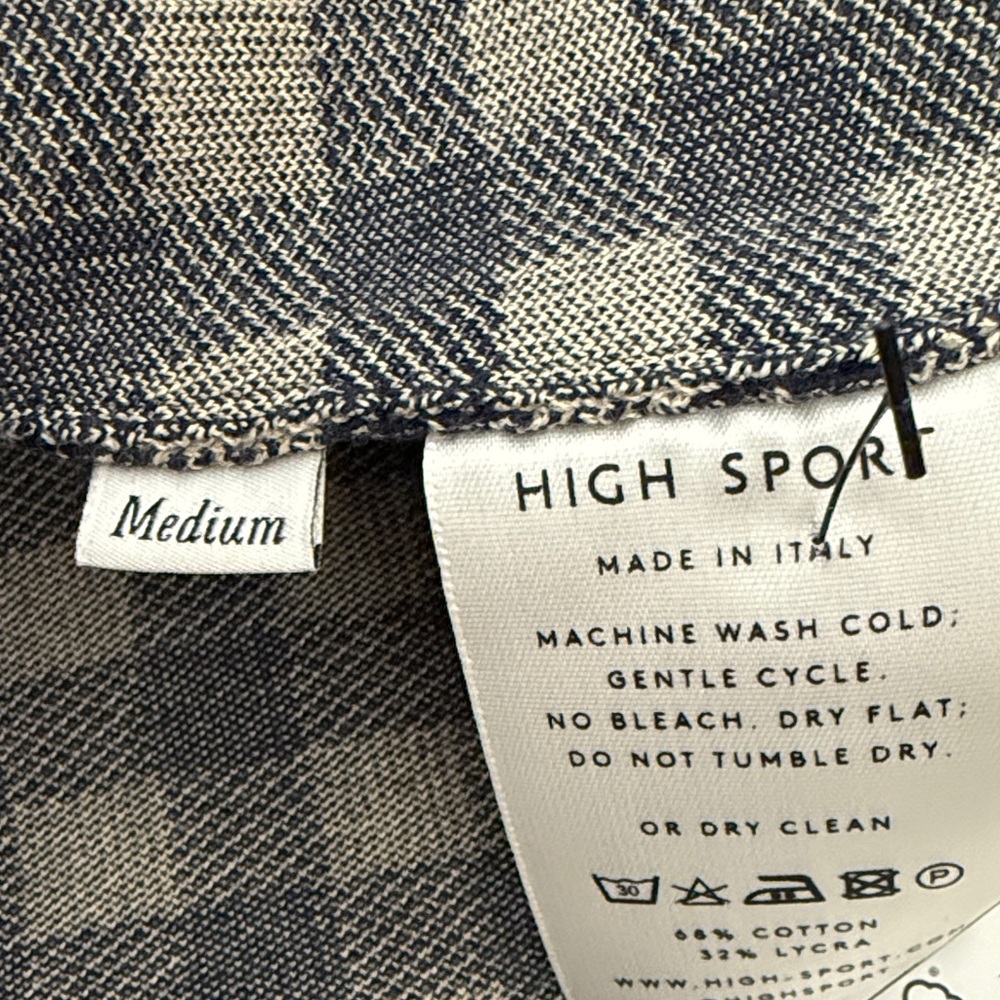 HIGH SPORT Checked High-Waist Women’s Shorts in Navy and Cream - Picture 3 of 3